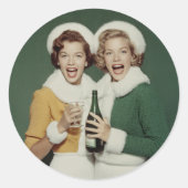 Joyful Winter Champagne Celebration Runder Aufkleber (Vorderseite)