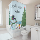 Joyful Winter Snowman Pup Weihnachtsdusche Vorhang (Beispiel)