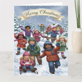 Joyful Winter Wonderland – Kids Merry Christmas Karte
