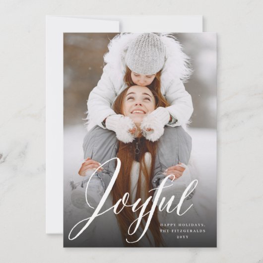Joyful Wirbel White Script Weihnachten Klassisches (Vorderseite)
