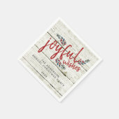 Joyful Wish Rustic Red Hand Weihnachten Serviette (Ecke)