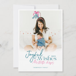 Joyful Wishs & Mistletoe Kisses Foto Feiertagskarte