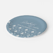 Joyful Wishs Slate Blue Trees Weihnachts-Party Pappteller (Schrägansicht)