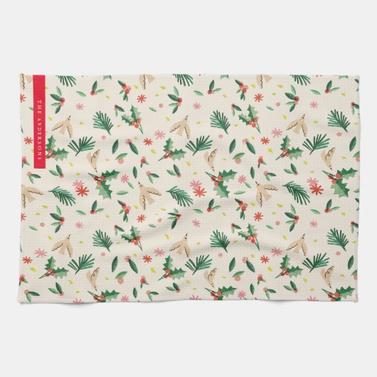 Joyful Woodland Bird Weihnachten Geschirrtuch (Horizontal)