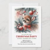 Joyful woodland deer Christmas kids invite printab Einladung (Vorderseite)