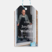 Joyful Wünsche hinzufügen Name Foto Mann Feiertage Geschenkanhänger (Rückseite)