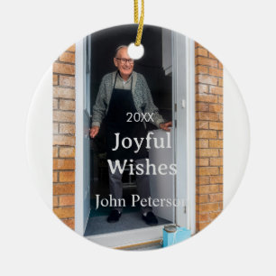 Joyful Wünsche hinzufügen Name Foto Mann Feiertage Keramik Ornament