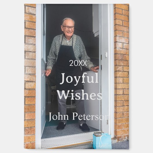 Joyful Wünsche hinzufügen Name Foto Mann Feiertage Magnet (Vorderseite)