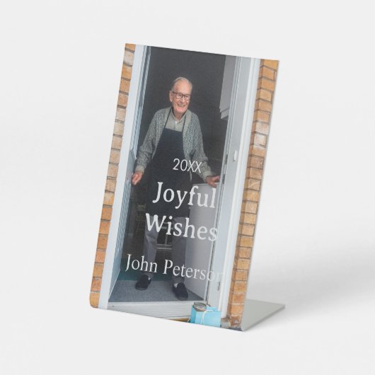Joyful Wünsche hinzufügen Name Foto Mann Feiertage Sockelschild (Vorderseite)