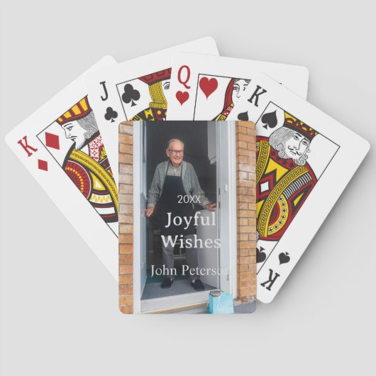 Joyful Wünsche hinzufügen Name Foto Mann Feiertage Spielkarten (Rückseite)