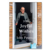 Joyful Wünsche hinzufügen Name Foto Mann Feiertage Tischnummer (Rückseite)