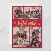 Joyful wünscht Red Gold Foto Collage Weihnachten (Vorderseite)
