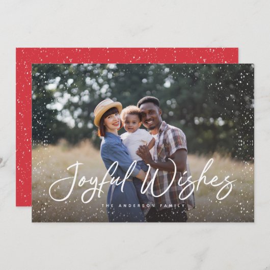 Joyful wünscht Script Snow Foto Weihnachten (Vorne/Hinten)