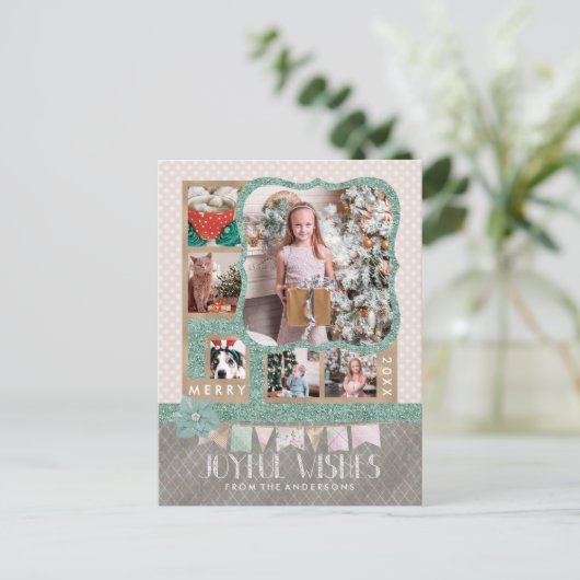 Joyful wünscht Weihnachten 6 Custom Foto Collage (Stehend Vorderseite)