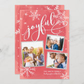 Joyful wünscht Weihnachten Red 3-Foto Collage (Vorne/Hinten)