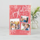 Joyful wünscht Weihnachten Red 3-Foto Collage (Stehend Vorderseite)