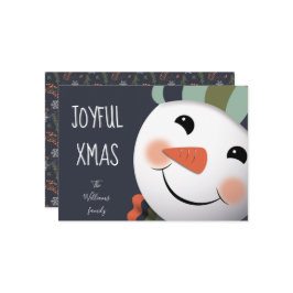 Joyful Xmas Happy Snowman Illustration blau Feiertagskarte