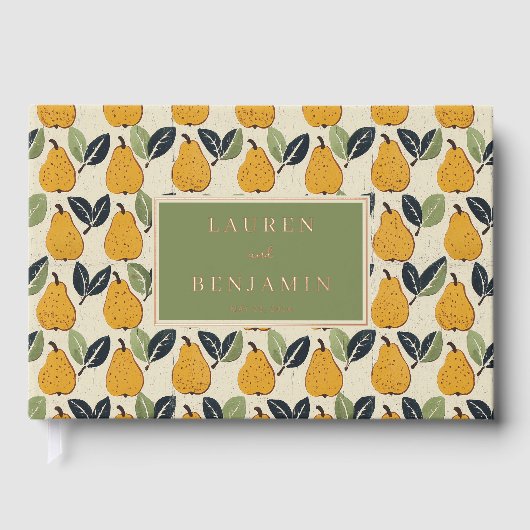 Joyful Yellow Botanical Pear Motive Gästebuch (Vorderseite)