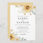 Joyful Yellow Sunflower Wedding Einladung (Vorne/Hinten)