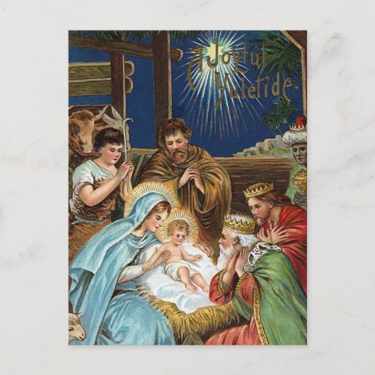 "Joyful Yuletide" Weihnachtsfeiern Feiertagspostkarte (Vorderseite)
