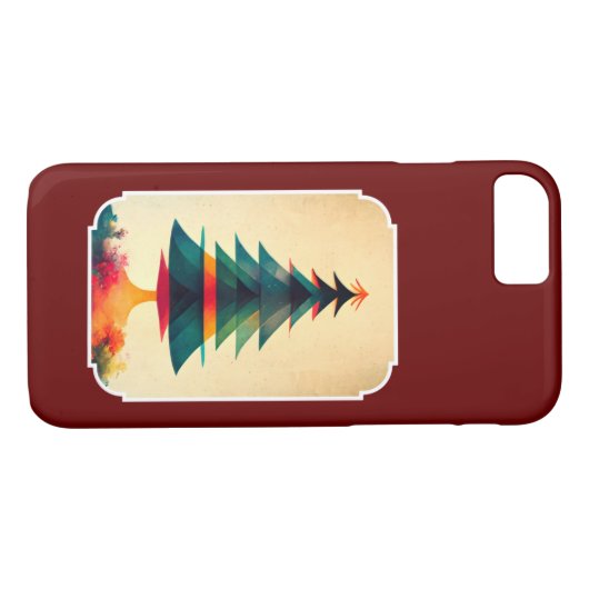 Joyfull Christmas Tree Geometric Künstlerisch Desi Case-Mate iPhone Hülle (Rückseite (Horizontal))