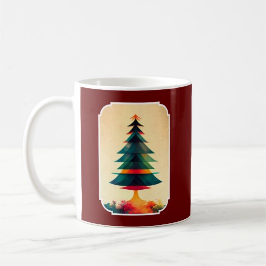 Joyfull Christmas Tree Geometric Künstlerisch Desi Kaffeetasse (Links)