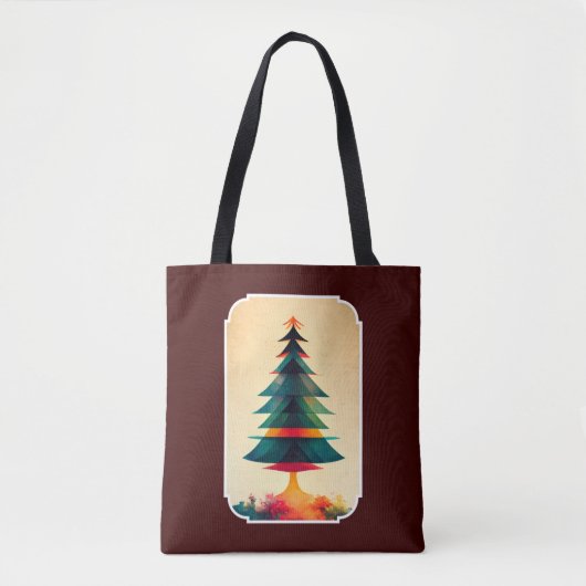 Joyfull Christmas Tree Geometric Künstlerisch Desi Tasche (Vorderseite)