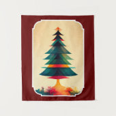 Joyfull Christmas Tree Geometric Künstlerisch Desi Wandteppich (Vorderseite)