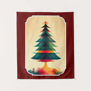 Joyfull Christmas Tree Geometric Künstlerisch Desi Wandteppich