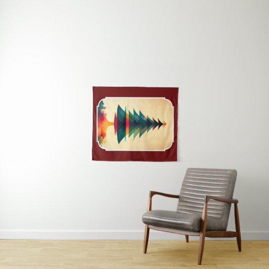 Joyfull Christmas Tree Geometric Künstlerisch Desi Wandteppich (Beispiel (Horizontal))