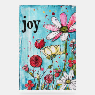 *~* JOYfull - Colorful Whimsical Blume Art Acrylschild