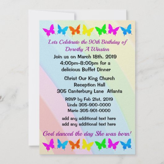 JOYOUS 90. GEBURTSTAG EINLADUNG (Rückseite)