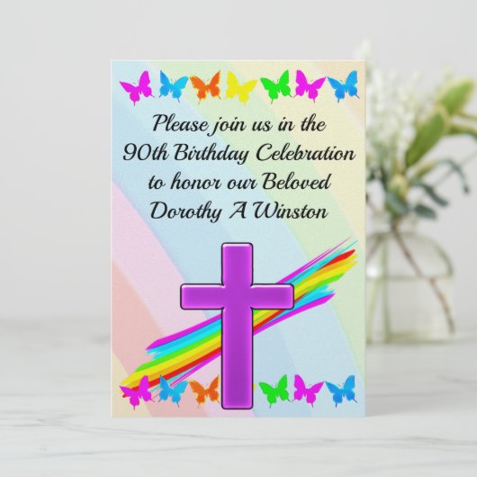 JOYOUS 90. GEBURTSTAG EINLADUNG (Stehend Vorderseite)