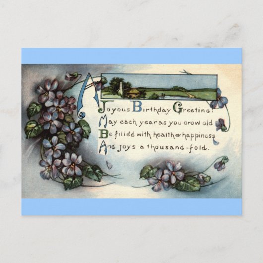 Joyous Birthday Gruß Repro Vintag 1918 Postkarte (Vorderseite)