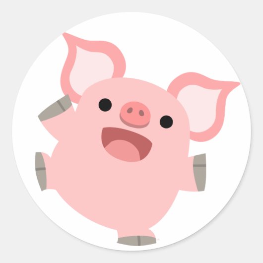 Joyous Cartoon Pig Sticker (Vorderseite)