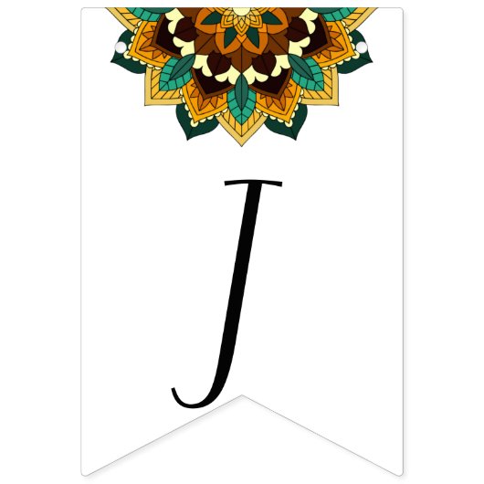 Joyous Day! Mandala in Gelb-und Bräunling Wimpelkette (Dritte Fahne)