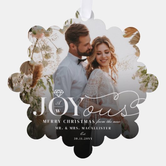 Joyous Diamond Ring Monogram Classic Wedding Ornament Karte (Vorderseite)