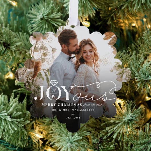 Joyous Diamond Ring Monogram Classic Wedding Ornament Karte (Insitu (Baum))