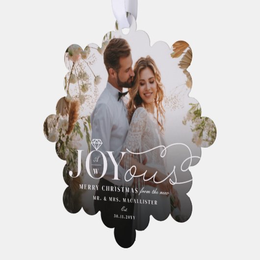 Joyous Diamond Ring Monogram Classic Wedding Ornament Karte (Linke Ecke)