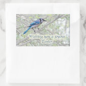 Joyous Easter Blue Jay Songbird Rechteckiger Aufkleber (Tasche)
