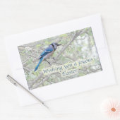 Joyous Easter Blue Jay Songbird Rechteckiger Aufkleber (Umschlag)