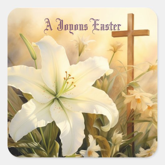 Joyous Easter Cross Sticker (Vorderseite)