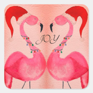 Joyous Flamingo Christmas Stickers