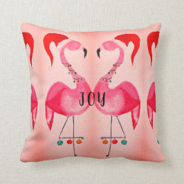 Joyous Flamingo Christmas Throw Pillow Kissen
