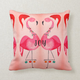 Joyous Flamingo Christmas Throw Pillow Kissen