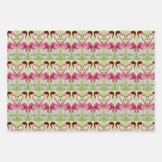Joyous Flamingo Wrapping Paper Sheet Set 3 Geschenkpapier Set