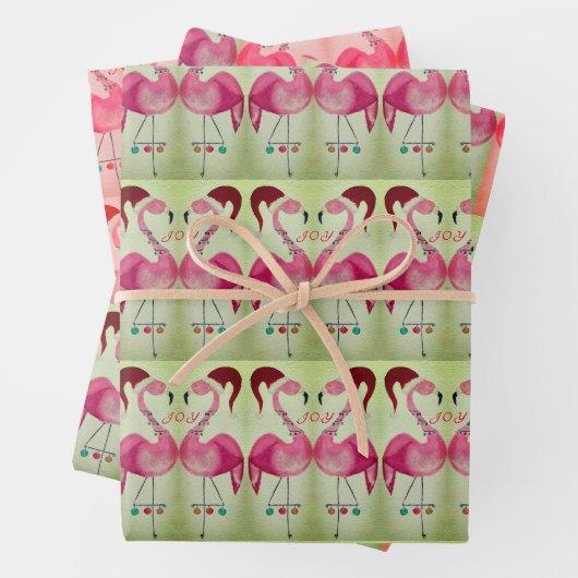 Joyous Flamingo Wrapping Paper Sheet Set 3 Geschenkpapier Set (Beispiel)