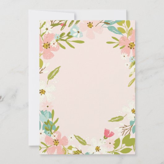 Joyous Floral | Einladung zur Pink Baby Dusche (Rückseite)