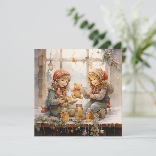 Joyous Hearts: Weihnachtswärme Feiertagskarte (Stehend Vorderseite)