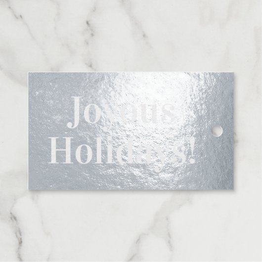 Joyous Holidays elegant Christmas silver Geschenkanhänger (Vorderseite (Horizontal))
